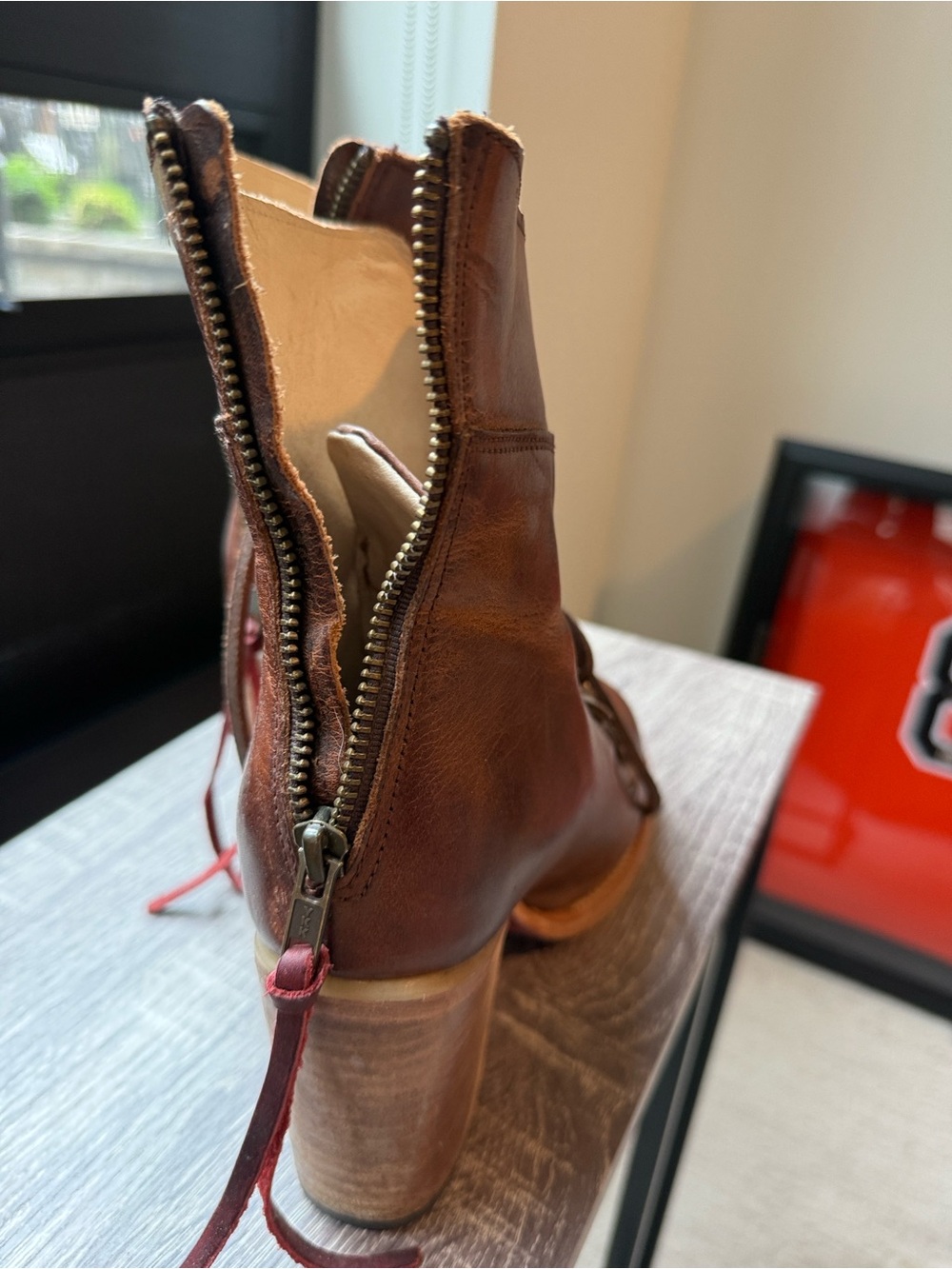 Freebird by Steven Cognac Brown Lace-Up Leather Heeled Boots - Picture 4 of 8